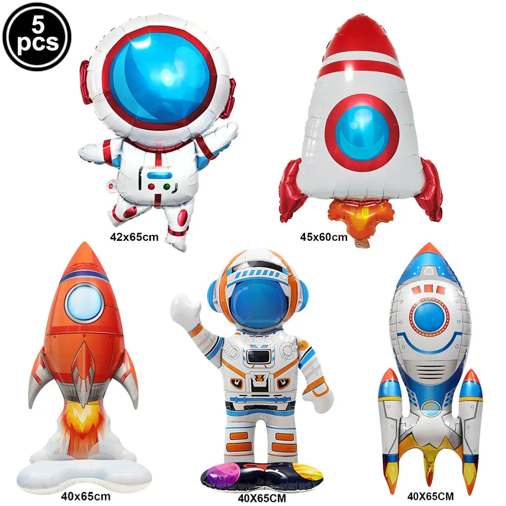 4D Standing Astronaut Spaceman Balloons Rocket Foil Balloons Kids Toys Baby Shower Outer Space Themed Birthday Party Decorations