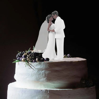 Anniversary & Wedding Couple Cake Topper – Elegant White/Black PVC Bride & Groom Figurines