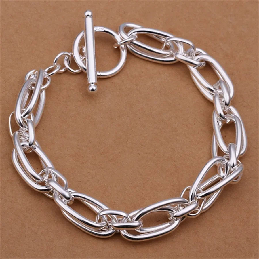 Fine 925 Sterling Silver Solid Chain Bracelet For Women Men Charm Party Gift Wedding party Fashion Jewelry