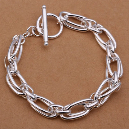 Fine 925 Sterling Silver Solid Chain Bracelet For Women Men Charm Party Gift Wedding party Fashion Jewelry