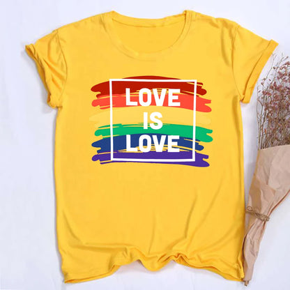 Love Is Love Print Women's T-shirt Pride Rainbow Print