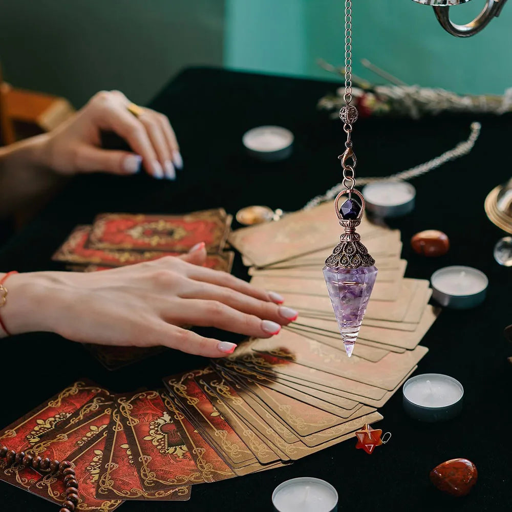 Crystal Healing Stone Quartz Pendulums Spiritual Hexagonal Pointed Resin Witchcraft Supplies Balancing Accessories Divination