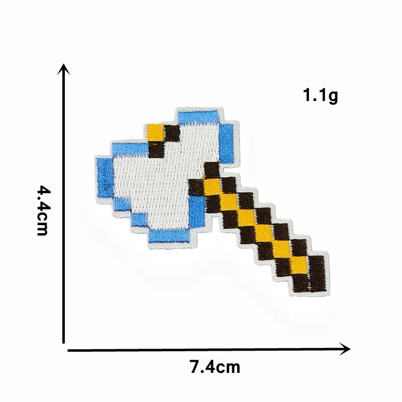 Mosaic Game Vitual World Embroidery Patches Iron on Patch Character Pasted Bag Decoration Game Pixel Appliques for Clothing Scp