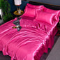 Luxury Ice Silk Bedding Set Satin Silky Duvet Cover Set With Pillowcase High-end Home Textiles Solid Color Bed Cover Sets