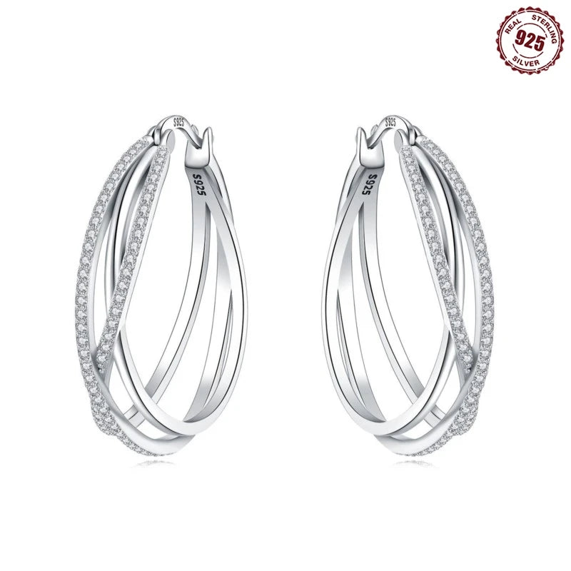925 Sterling Silver Hoop Earrings Simple Sleeping Cat Earrings For Engagement Wedding Party Birthday Jewelry Gift