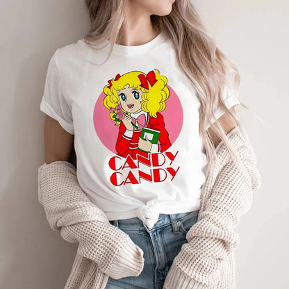 Candy Cartoon Print Streetwear T-shirt Harajuku Clothes Fashion Girls T Shirt Short Sleeve Summer Tee Casual Female O-Neck Top