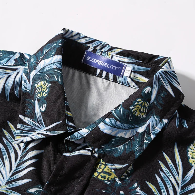 Men's Summer Short Sleeve Printed Shirt Thin Beach Shirt Men's Clothing Turtle Neck Polo  Shirt for Men Casual Top