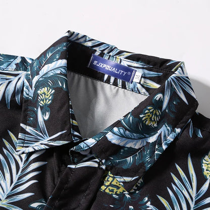 Men's Summer Short Sleeve Printed Shirt Thin Beach Shirt Men's Clothing Turtle Neck Polo  Shirt for Men Casual Top