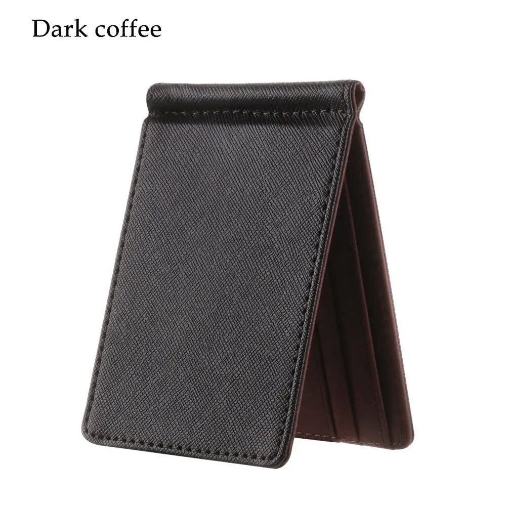 PU Leather Men Wallet ID Card Holder Money Clips Sollid Thin Wallet Short Skin Wallets Purses For Men Purses