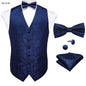 Suit Vest With Bow Tie Pocket Square Cufflinks Tuxedo Waistcoat for Men