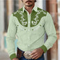 Men’s Retro Western Shirt – Long Sleeve Stretch Top (S–5XL)