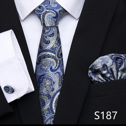 Tie Pocket Squares Cufflink Necktie Set
