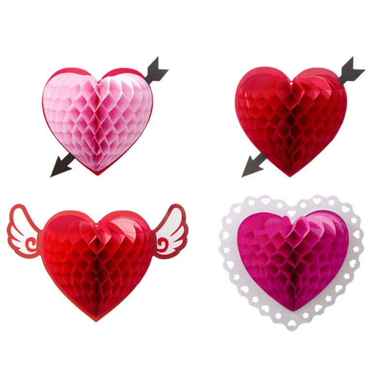 Honeycomb Love Wings Hanging Decor – Valentine’s Day & Wedding Room Decorations