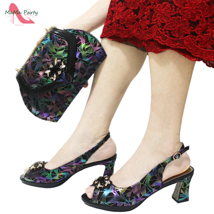 Italian-designed Nigerian shoes and bag set for women.