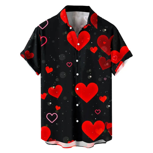 Men Shirt Heart Love Dots Print