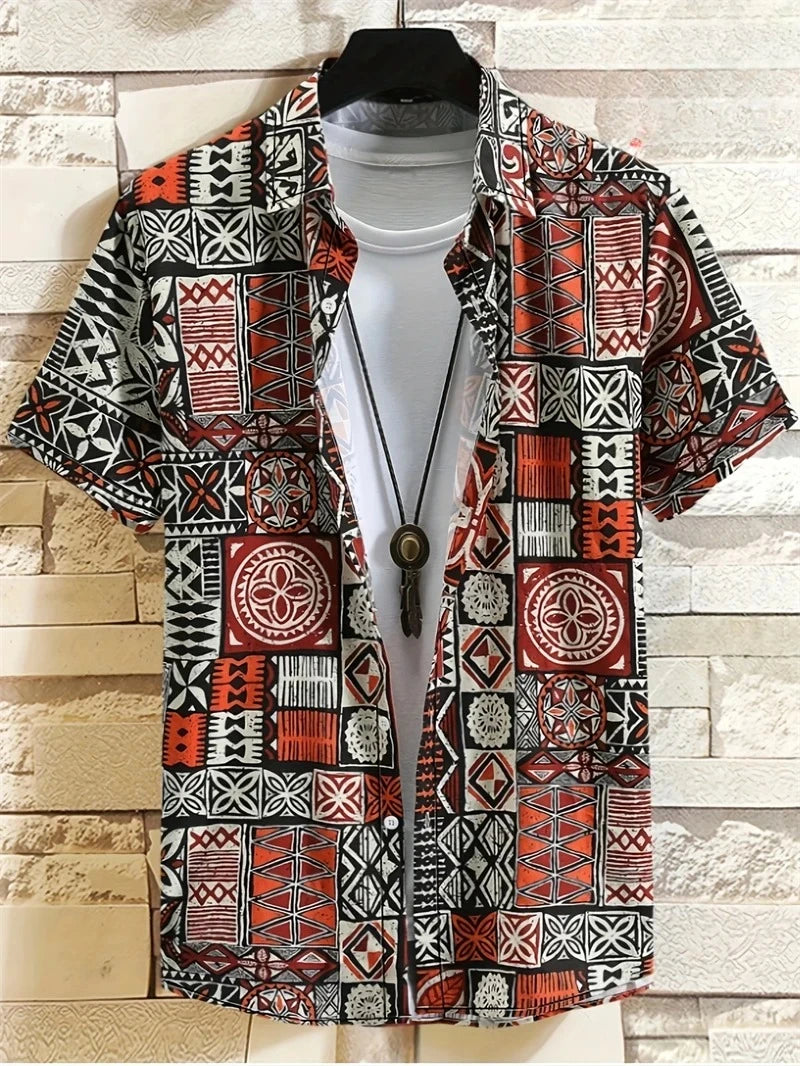 Men’s 3D Paisley Hawaii Shirt – Oversized Boho Summer Top