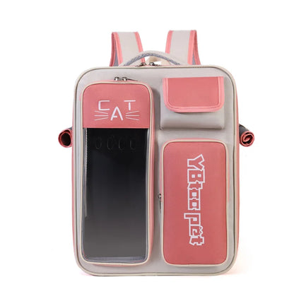 Cat backpack, outing schoolbag, double-shoulder pet bag, cat for travel, dog and cat supplies, transparent large-capacity portab