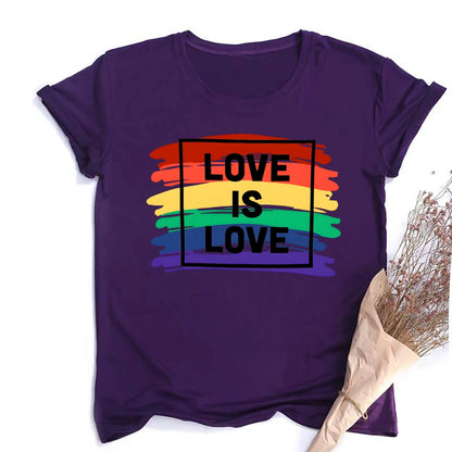 Love Is Love Print Women's T-shirt Pride Rainbow Print