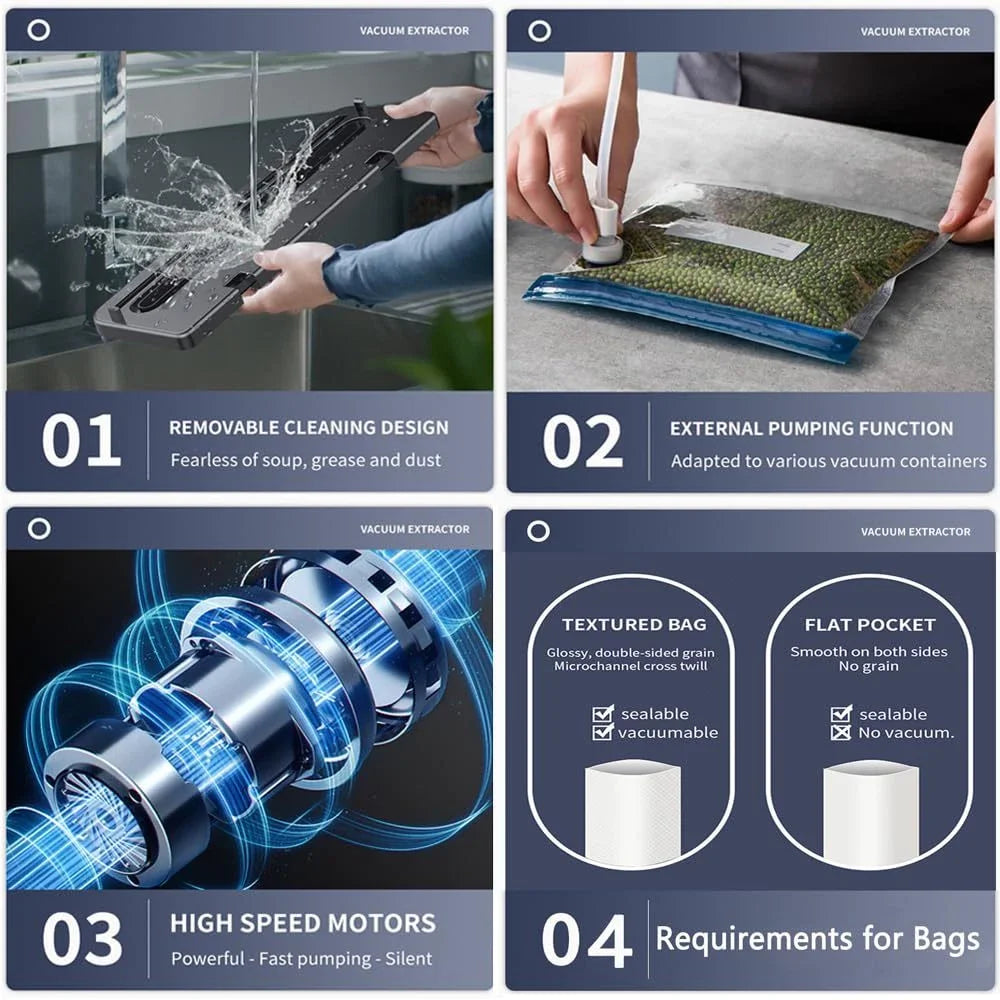 Electric Vacuum Sealer Machine Dry/Wet Food Packaging Vacuum Sealing Bags Food Storage Vacuum Packaging Machine For Kitchen