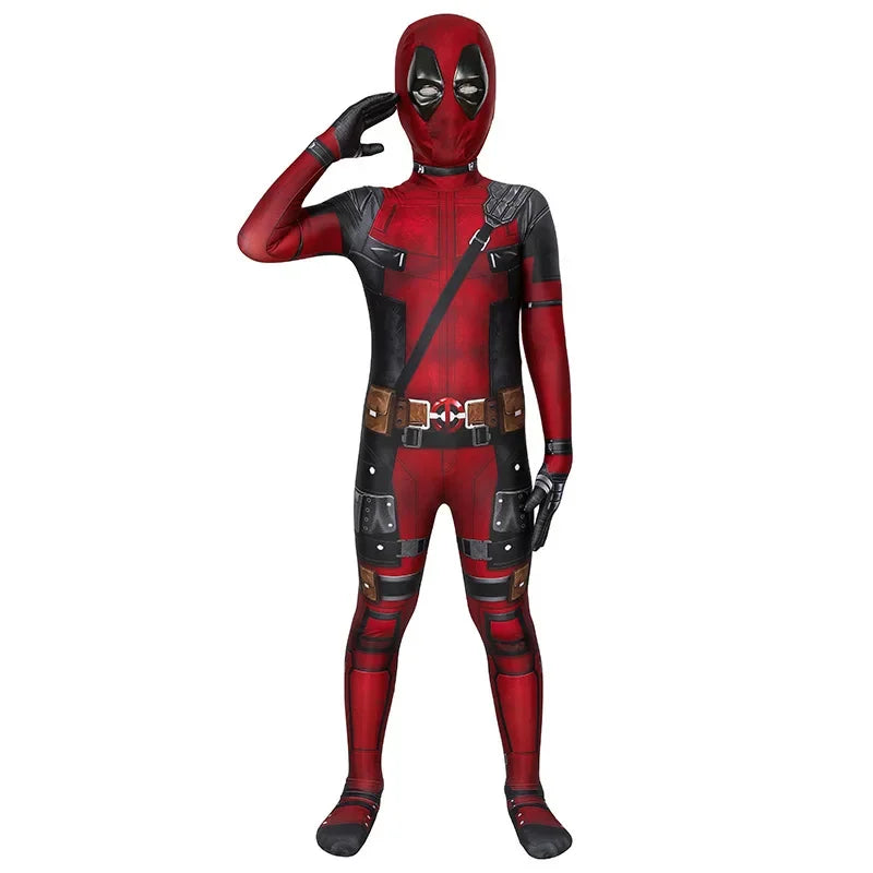 Deadpool Costume Kids Movie Superhero Deadpool Child Costume Adult Deadpool Cosplay Jumpsuit Sword Set Boys Halloween Gifts