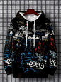 Men's personalized letter graffiti print soft and comfortable hooded sweatshirt