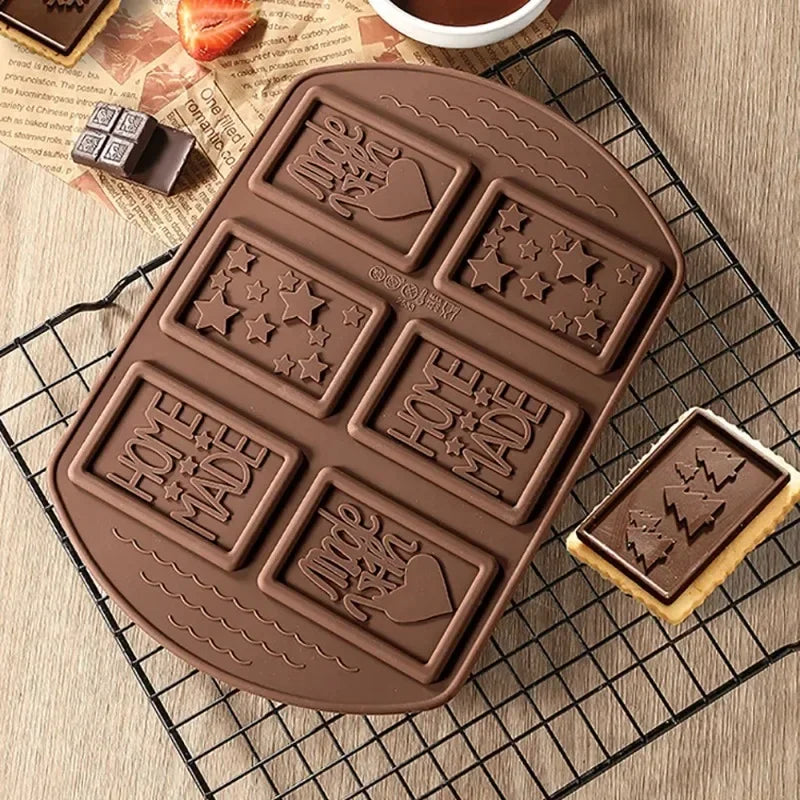 Silicone Chocolate Mold 6-Hole Christmas Multi Pattern Creative Handmade Biscuit Cake Dessert Biscuit Baking Tool
