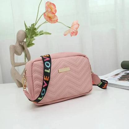 Embroidered PU Material Casual Small Square Versatile Single Shoulder Bag