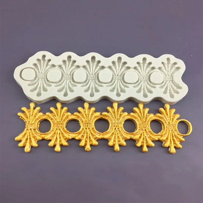 Silicone World DIY Baking Fondant Silicone Mold Handmade Sugar Flipping Cake Edge Decoration Mold Totem Gemstone Relief Mould