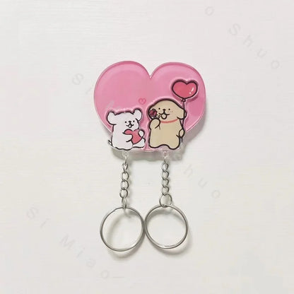 Adorable Couple Key Holder & Keychain Hanger - Wall Home Decor, Acrylic Non-Magnetic Refrigerator Sticker, Key Storage and Gift