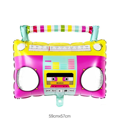 1/6Pcs Roller Skate Boom Box Balloons Disco Balloons for Back to the 90s Retro Hip Hop Themed Birthday Wedding Anniversary Decor