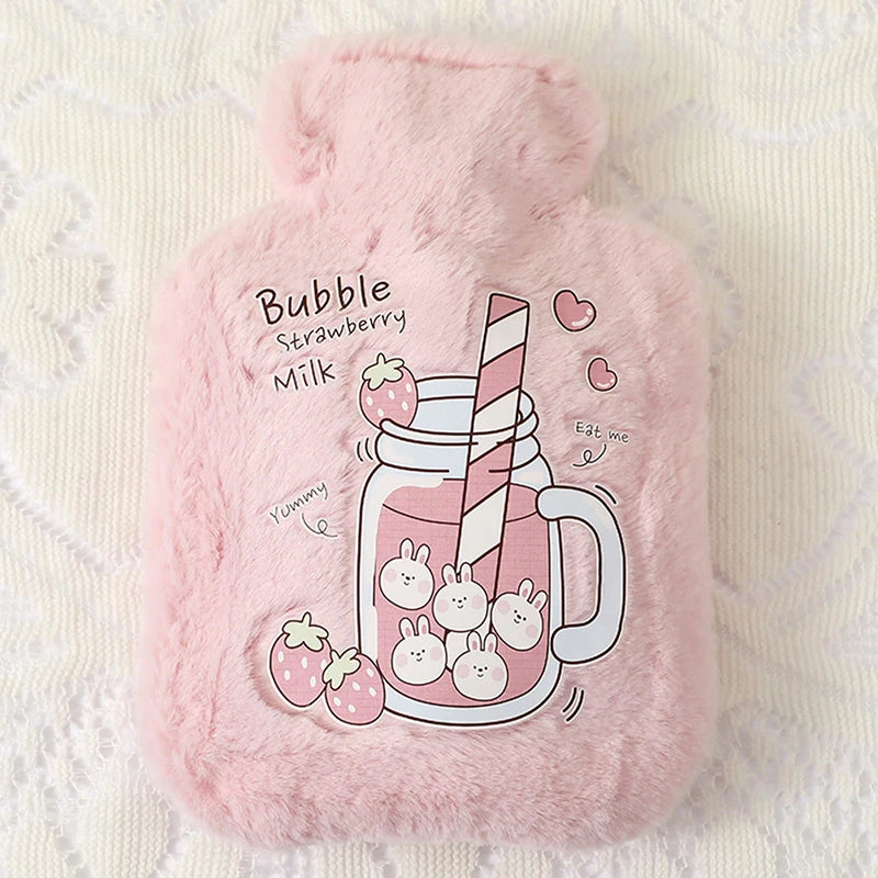 Cute Cartoon Plush Hot Water Bottle: Rabbit and Bear Designs, Velvet, Portable Hand Warmer for Women/Men