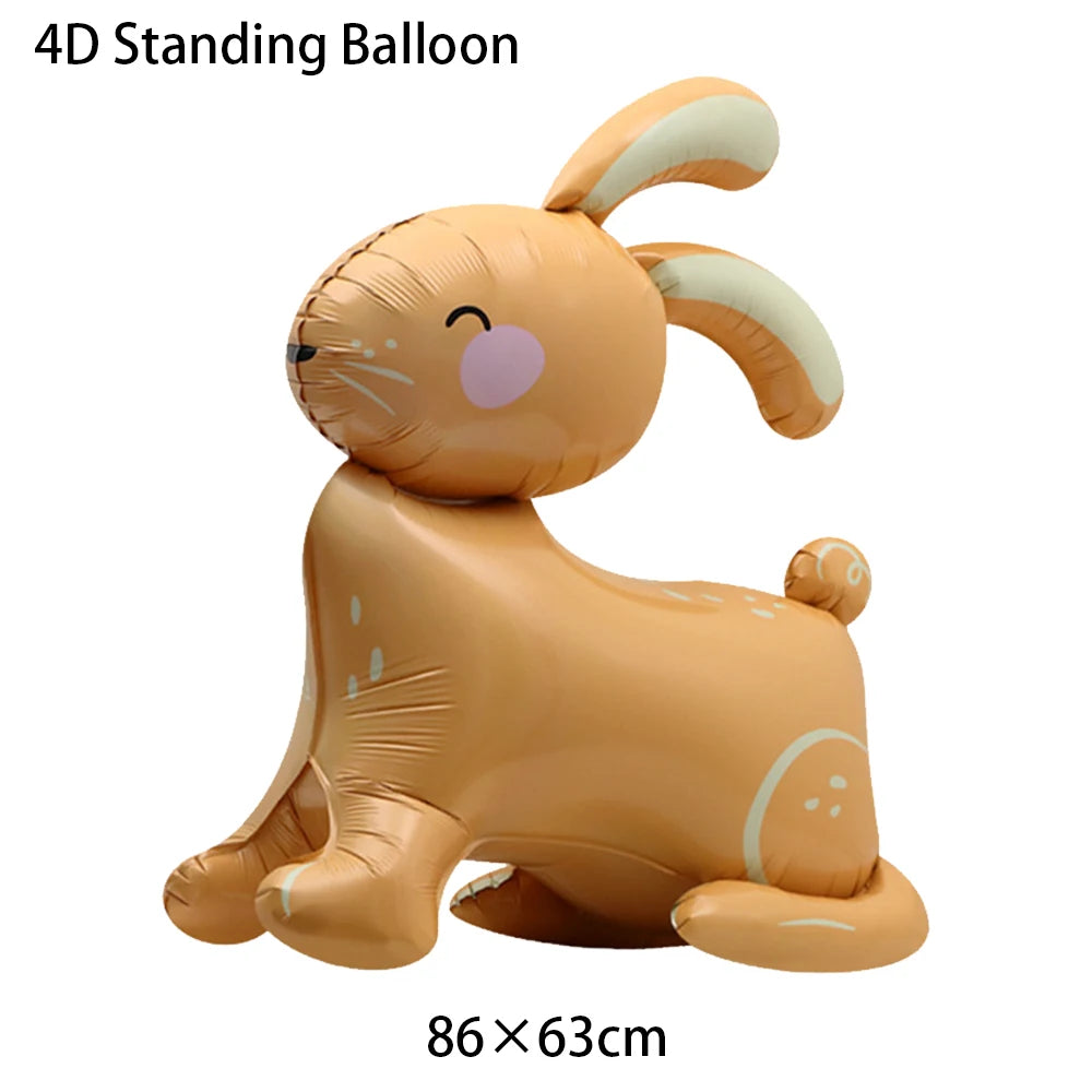 Cute Cartoon White Bunny Aluminum Foil Balloons Rabbit Happy Easter Party Decoration Supplies Children Favor Birthday Party Gift