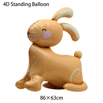 Cute Cartoon White Bunny Aluminum Foil Balloons Rabbit Happy Easter Party Decoration Supplies Children Favor Birthday Party Gift