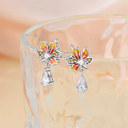 925 Sterling Silver Maple Leaf Stud Earrings for Women Girl Ear Studs Fine Jewelry Fashion Luxury Anniversary