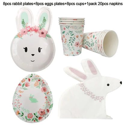 Happy Easter Party Supplies – Bunny, Carrot & Egg Paper Plates for Kids’ 1st, 2nd & 3rd Birthday Decorations