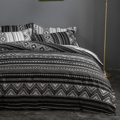 Bohon Paisley Duvet Cover Set Black White Print 3pcs Bedding Sets Luxury Pillow Case Queen and King Size Cotton Bedding Sets