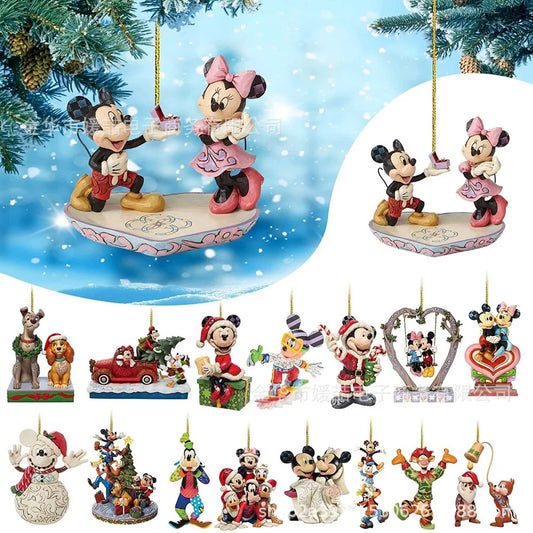Disney Mickey Mouse Cartoon Acrylic Christmas Tree Decoration Pendant Animation Character Mickey Minnie Christmas Tree Pendant