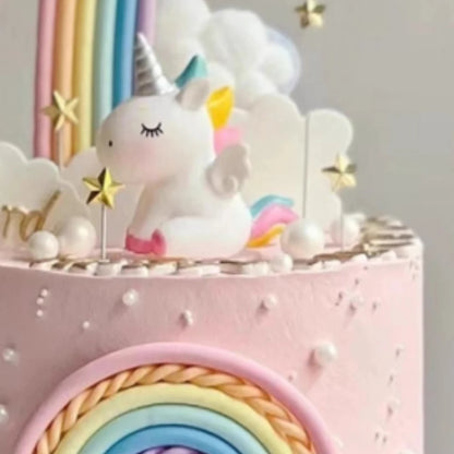 9‑Piece Unicorn Rainbow Cake Topper Set – Unicorn, Clouds, Stars & Happy Birthday Decorations for Girls’ First Birthday Party