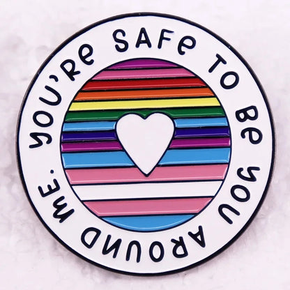 Rainbow LGBT Encourage Letters Metal Enamel Badge Gay Lesbian Asexual Transgender Adaptive Lapel Pin Jewelry Gifts Accessories