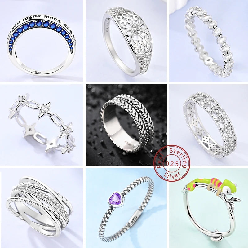 Rings Original 925 Sterling Silver Rings Simple Zircon Heart Ring For Wedding Valentine's Day Women Ring Jewelry Gift