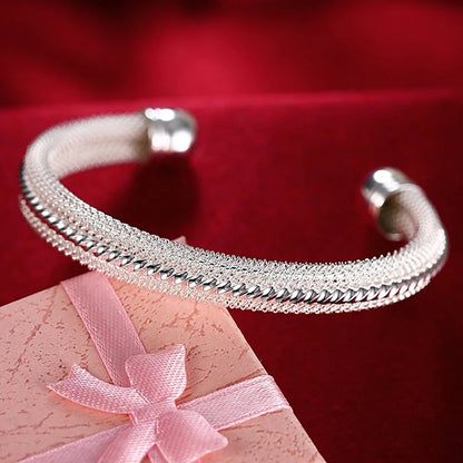 Trendy 925 Sterling Silver Bangles Bracelet Charms