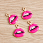 10pcs Mix Cute Enamel Women Lips Lipstick Charms Pendants for Jewelry Making Earrings Necklace Bracelets DIY Crafts Supplies