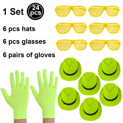 UV Neon Glow Party Hats – Blacklight Fluorescent Plastic Hats for Kids & Adults