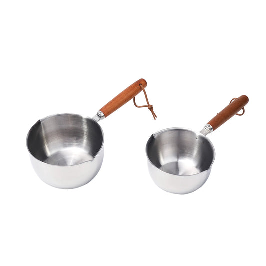 Stainless Steel Oil Pot with Wooden Handle 150/300/500ML