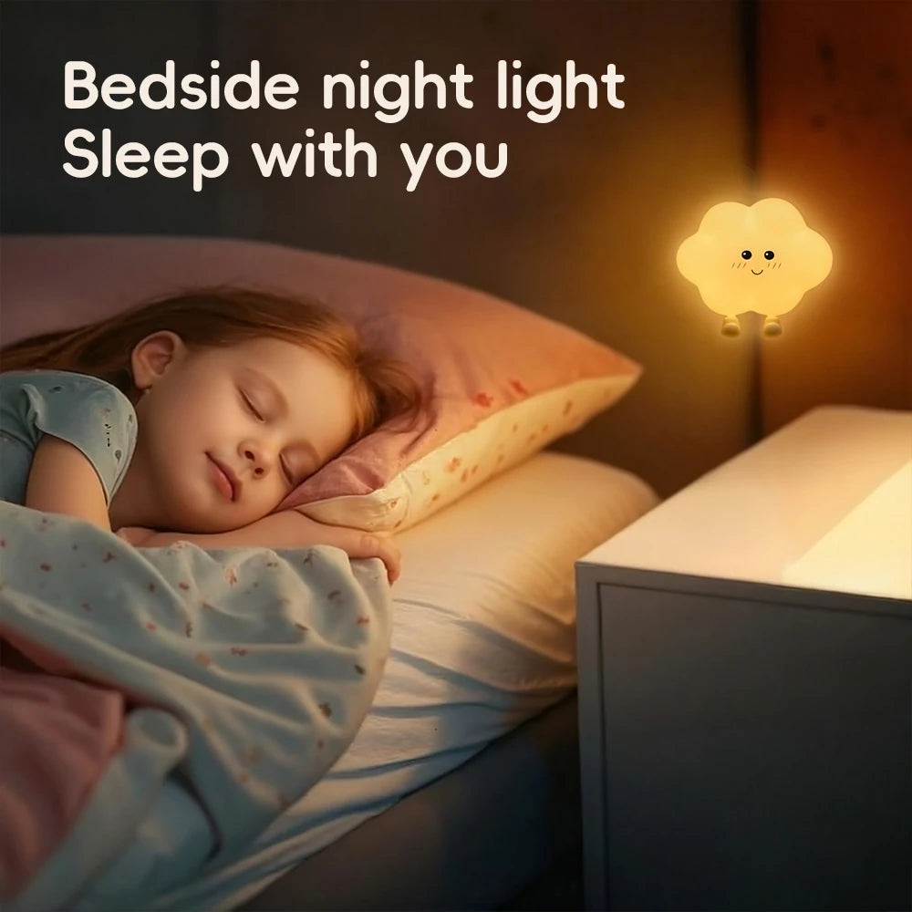 LED Star & Cloud Silicone Night Light – Rechargeable Nursery Wall Lamp for Baby Bedroom Décor