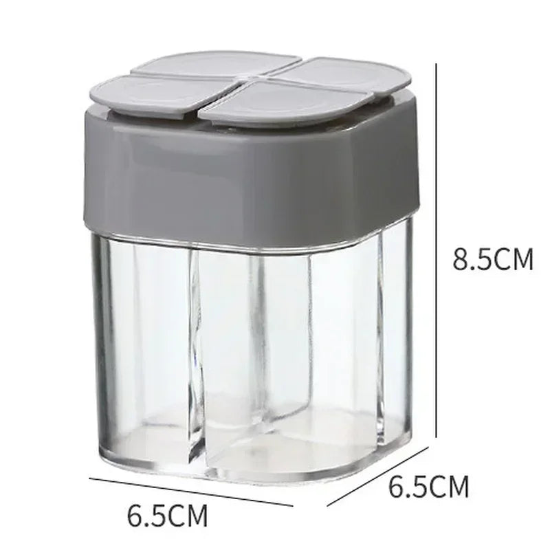 4 In 1 Spice Salt Pepper Transparent Seasoning Shakers jar Gadget with Cover