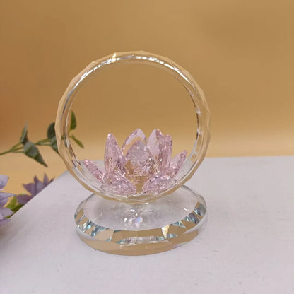 1pc New crystal pink lotus ornament: suitable for counter decoration, car interior decoration, Buddhist hall, living room, offic