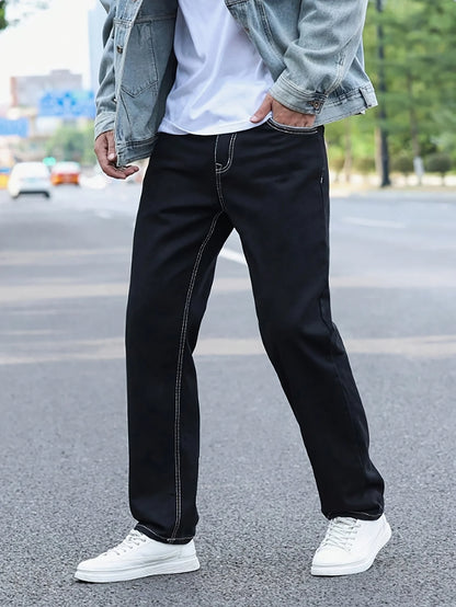 Men's jeans Men's loose straight leg jeans Top Knitted loose wide leg jeans Jeans