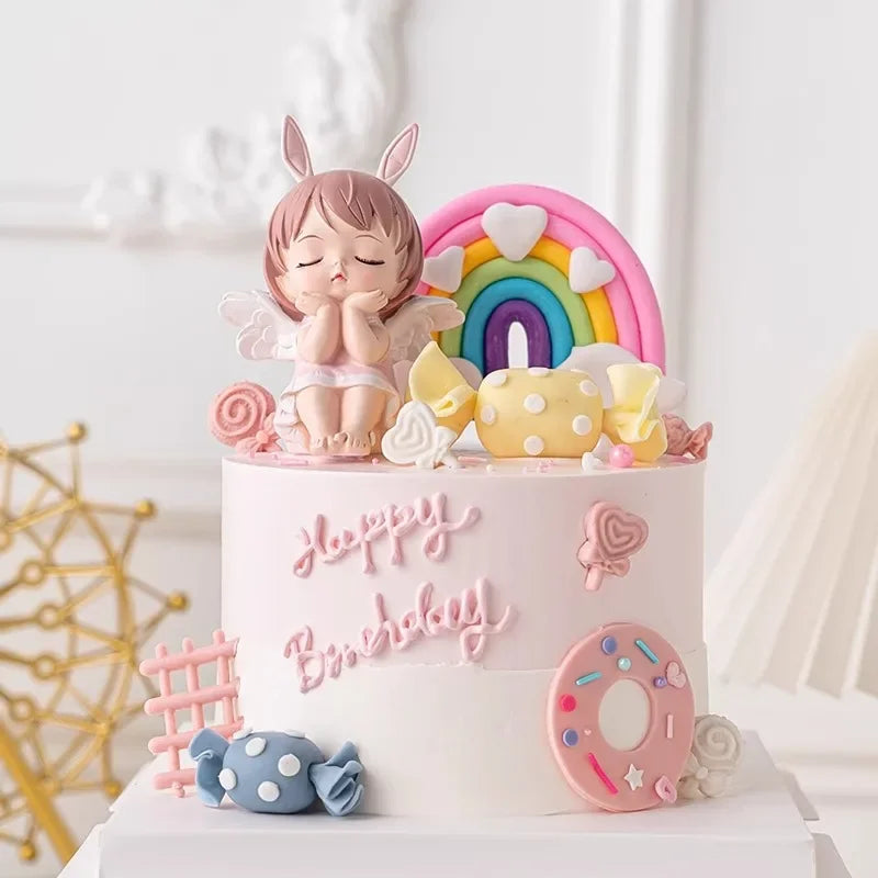 Angel Wing Princess Cake Topper – Fairy Ballet Dance Girl Decor for 1st Birthday, Gender Reveal & Baby Shower