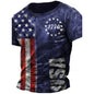 Men’s Retro Flag Skull T‑Shirt – 3D Print Short Sleeve Casual Summer Tee